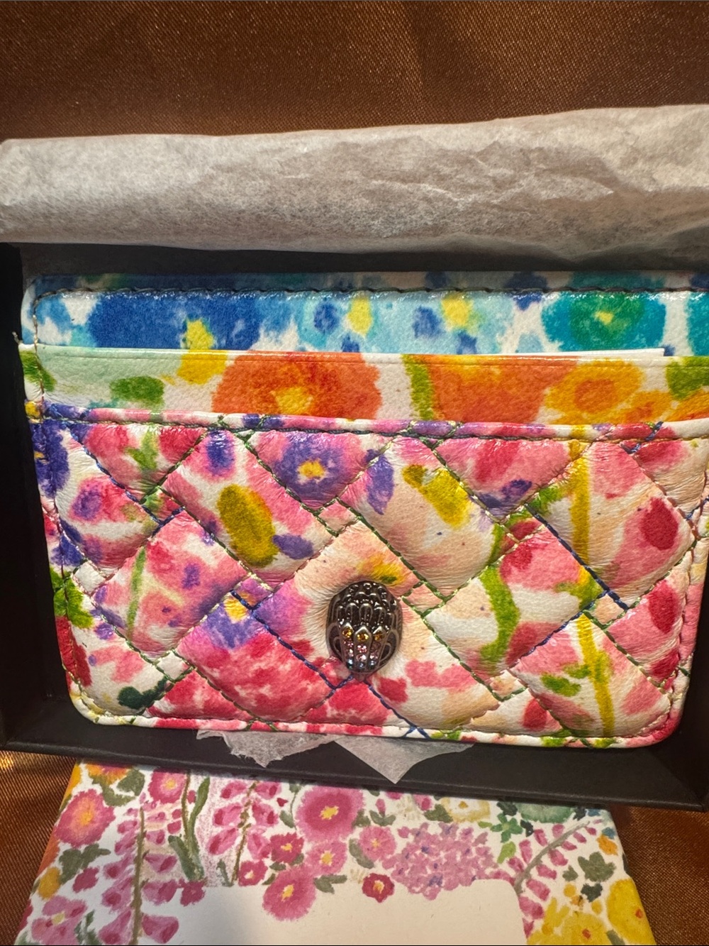 Kurt Geiger Multicolor Quilted Kensington Floral Card Holder And Box